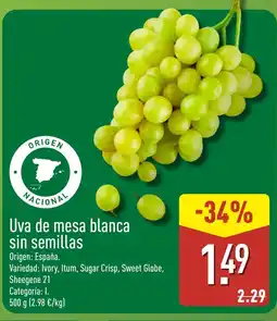ALDI Uva de mesa blanca sin semillas oferta