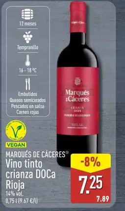 ALDI MARQUÉS DE CÁCERES Vino tinto crianza DOCa Rioja oferta