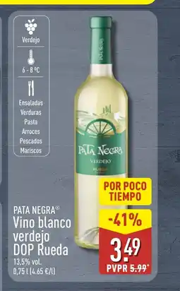 ALDI PATA NEGRA Vino blanco verdejo DOP Rueda oferta