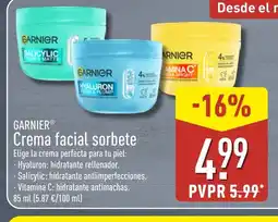 ALDI GARNIER Crema facial sorbete oferta