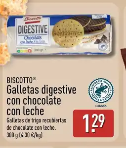 ALDI BISCOTTO Galletas digestive con chocolate con leche oferta