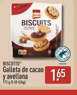 ALDI BISCOTTO Galleta de cacao y avellana oferta