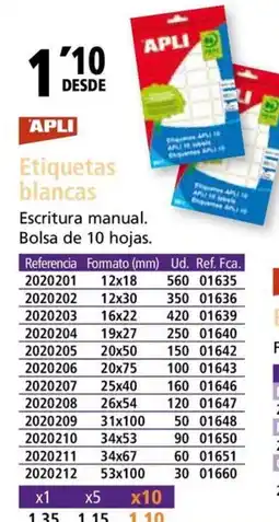 Folder APLI Etiquetas blancas oferta