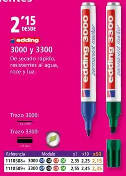 Folder EDDING 3000 y 3000 De secado rápido, resistentes al agua, roce y luz oferta