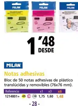 Folder MILAN Notas adhesivas oferta
