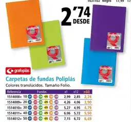Folder GRAFOPLAS Carpetas de fundas Poliplás oferta