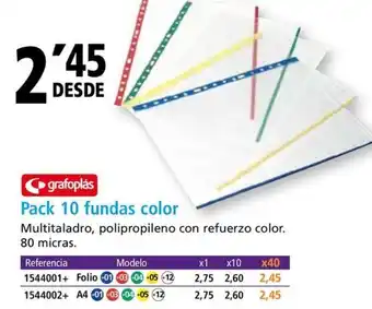 GRAFOPLAS Pack 10 fundas color
