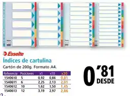 Folder ESSELTE Índices de cartulina oferta