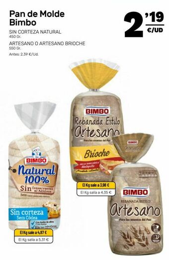 AhorraMas Pan de molde bimbo oferta