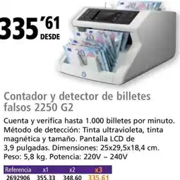 Folder Contador y detector de billetes falsos 2250 G2 oferta