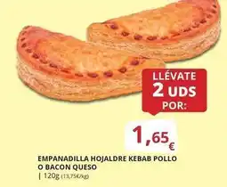 Supermercados MAS Empanadilla hojaldre kebab pollo o bacon queso oferta