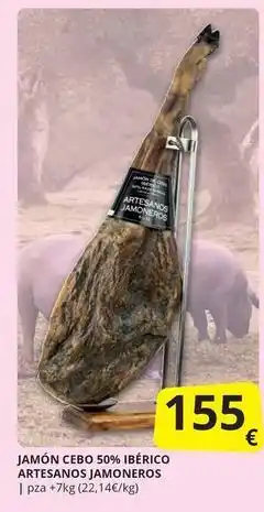 Supermercados MAS Jamon cebo 50% iberico artesanos jamoneros oferta