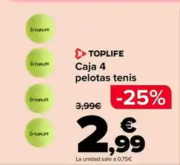 Carrefour Toplife - caja 4 pelotas tenis oferta