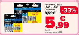 Carrefour Carrefour - pack 10+10 pilas lr06 o lr03 oferta