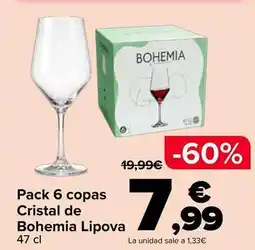 Carrefour Bohemia - pack 6 copas cristal de lipova oferta