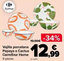 Carrefour Carrefour home - vajilla porcelana papaya o cactus oferta