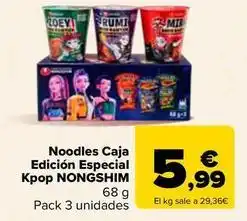 Carrefour Nongshim - noodles caja edicion especial kpop oferta