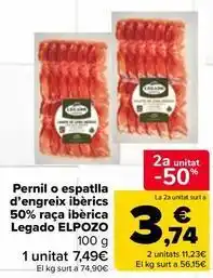 Carrefour Market Legado elpozo - jamón o paleta de cebo ibérico 50% raza ibérica oferta