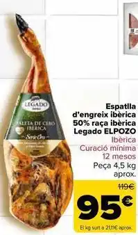 Carrefour Market Legado elpozo - paleta de cebo ibérica 50% raza ibérica oferta
