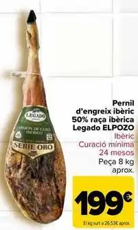 Carrefour Market Legado elpozo - jamón de cebo ibérico 50% raza ibérica oferta