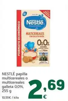 HiperDino Nestlé - papilla multicereales o multicereales galleta 0,0% oferta