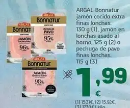 HiperDino Argal - bonnatur jamon cocido extra finas lonchas oferta