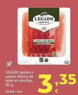 HiperDino Legado - jamón o paleta ibérica de cebo en lonchas oferta