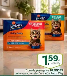 Supermercados Dani Brekkies - comida para gatos pollo y pavo o salmon y atún oferta