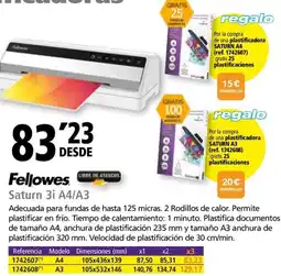 Folder Fellowes Saturn 3i A4/A3 oferta