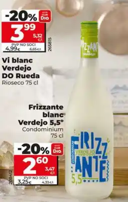 Dia Frizzante blanc Verdejo 5,5° Condominium oferta