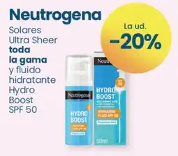 Clarel Neutrogena solares ultra sheer toda la gama y fluido hidratante hydro boost spf 50 oferta