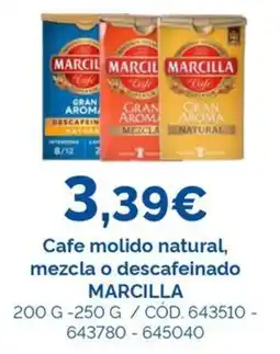 Dialsur Cash & Carry Marcilla cafe molido natural mezcla o descafeinado oferta