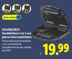 Lidl Silvercrest sandwichera 3 en 1 con placas intercambiables oferta