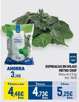 Makro Metro Chef espinacas en hojas oferta