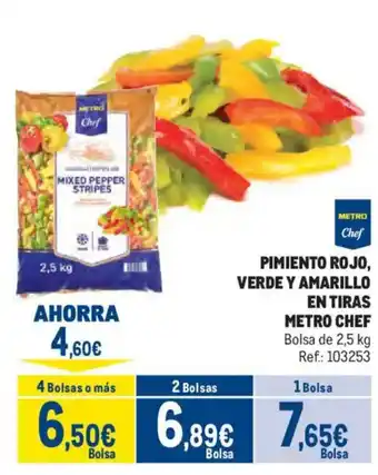 Metro Chef pimiento rojo, verde y amarillo en tiras