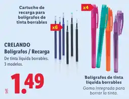 Lidl Crelando bolígrafos recarga oferta