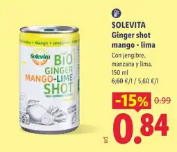 Lidl Solevita ginger shot mango - lima oferta