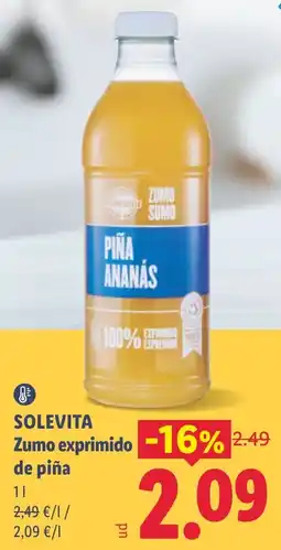 Lidl Solevita zumo exprimido de piña oferta