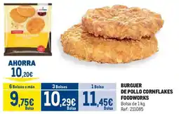 Makro Foodworks burguer de pollo cornflakes oferta
