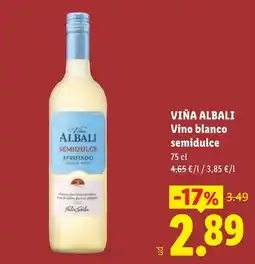 Lidl Viña Albali vino blanco semidulce oferta