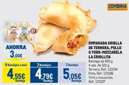 Makro La Criollita empanada de ternera, pollo o york-mozzarella oferta