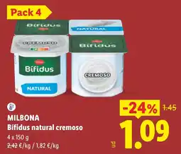 Lidl Milbona bifidus natural cremoso oferta