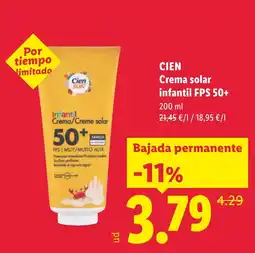 Lidl Cien crema solar infantil fps 50+ oferta