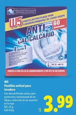 Lidl W5 pastillas antical para lavadora oferta