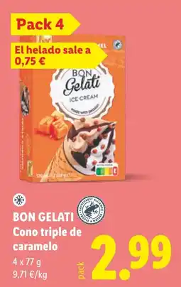 Lidl Bon gelati cono triple de caramelo oferta
