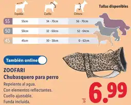 Lidl Zoofari chubasquero para perro oferta