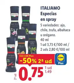 Lidl Italiamo especias en spray oferta