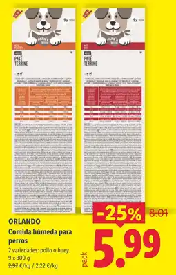 Lidl Orlando comida húmeda para perros oferta