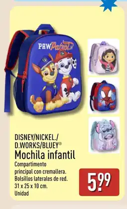 ALDI DISNEY/NICKEL./ D.WORKS/BLUEY Mochila infantil oferta