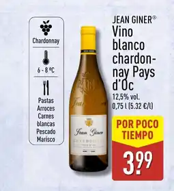 ALDI JEAN GINER Vino blanco chardon- nay Pays d'Oc oferta